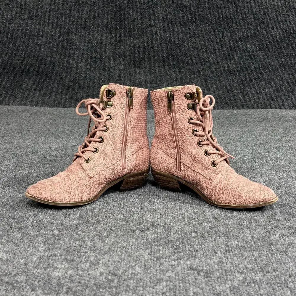 Joyfolie Boots Girls 12 Pink Eliza Lace Up Ankle Combat Studded Zip Lined